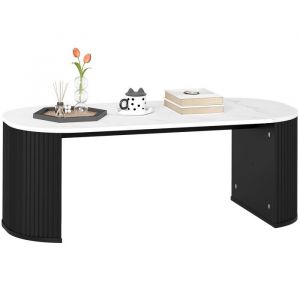 Homcom Table basse ovale aspect effet marbre en bois noir