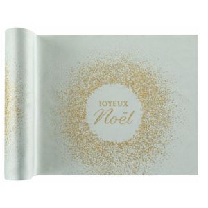 Ruedelafete Chemin de table Joyeux Noël scintillant en velours, 2,m sauge