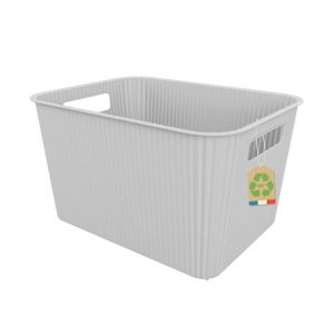 Sundis Vibes, panier de rangement plastique, blanc cassé, 14L, avec poignées, empilable, idéal pour petits objets et accessoires de la salle de bain, la chambre, la cuisine ou le bureau