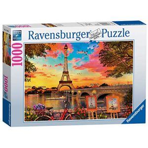 Ravensburger 1000 pièces, Casse Tete,Puzzle Adulte,Peinture,Paris,Seine,quais,vélo,Tour Eiffel,France,Nostalgie, 4005556151684, Néant