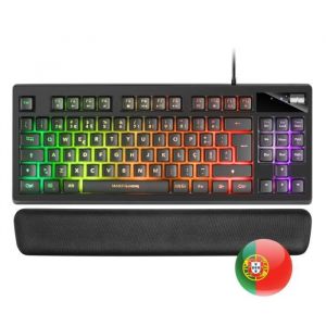 Marsgaming Mars Gaming MKAXPT Clavier compact TKL H-Mech, Éclairage RGB 9 effets, Repose-poignets en Gel, Noir, Portuguese Language