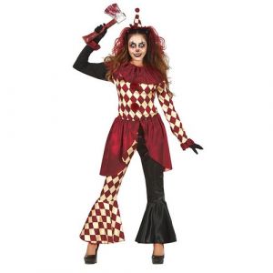 Fiestas Guirca Déguisement de Clown d'Horreur C mise d'Arlequin avec Pantalon Évasé pour Femme Adulte Taille S 36 38