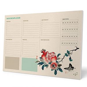 Grupo erik Bloc Notes A4 Japanese Art, Version Allemande, Semainier, Sous-Main Bureau, Planner Hebdomadaire, Papeterie de Bureau, To Do List, Blocs Mémo, Fournitures Scolaires