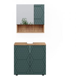 Ensemble de meubles de salle de bain Irma, Vert, 2 pièces, meuble bas 60 cm, Vicco