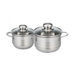 Elo Lot de 2 faitouts en acier inoxydable sans PFAS 20 et 24 cm Brillant