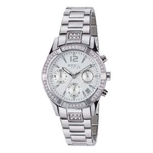 Breil Montre Femme Collection C'est Chic EW0275 - Montre-Bracelet Cadran Analogique Blanc avec Cristaux - Mouvement SUNON PE902 - Montre Quartz pour Femmes avec Bracelet en Acier