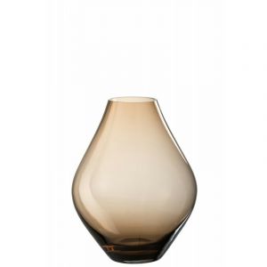 Vase Design en Verre "Abby" 28cm Ambre Marron Prix