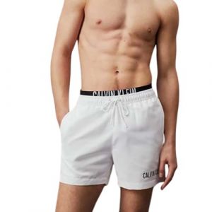 Calvin Klein Short de Bain Homme Medium Double Mi-Long, Blanc (Pvh Classic White), XL