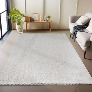 Carpetsale24 Tapis de Salon en Argent 200x290 cm tapis à boucles mélangées uni moderne tapis décoratif facile dentretien doux