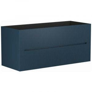 Vente-unique - Meuble sous vasque suspendu strié bleu - 120 cm - pavani