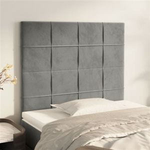 VidaXL 2x Têtes de Lit Meubles de Chambre à Coucher Accessoires de Lit Simple Têtes de Cadre de Lit Intérieur Gris Clair 100x5x78/88 cm Velours