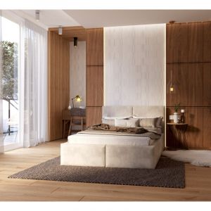Lit coffre Tulum 120 x 200 cm avec sommier à lattes relevable Beige