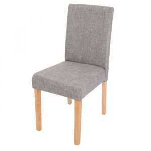 Décoshop26 Chaise de salle à manger cuisine en tissu gris clair pieds en bois clair design moderne 040002354