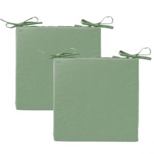 Lot de 2 galettes de chaise GA.PANGO enduite carrée spécial extérieur-vert sauge