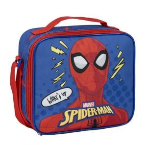 Image de Sac &agrave; go&ucirc;ter isotherme Spiderman - Couleur bleue - 21,5 x 8,5 x 19 cm - Fabriqu&eacute; en polyester - Petit sac &agrave; dos avec fermeture &eacute;clair et poign&eacute;e r&eacute;glable - Produit original con&ccedil;u en Espagne, bleu, Sac