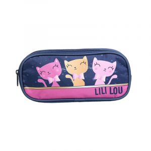 Bagtrotter trousse scolaire 2 compartiments lili lou bleue