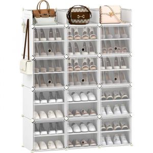 Étagère à Chaussures 12 Compartiments, pour 48 Paires Chaussures