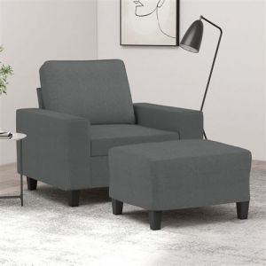 VidaXL Fauteuil avec repose-pied Gris fonc&eacute; 60 cm Tissu, canap&eacute;, fauteuil, fauteuil TV, canap&eacute; simple, canap&eacute;, canap&eacute; relax, canap&eacute; de loisirs