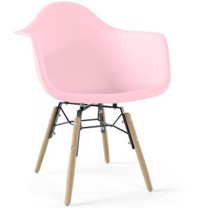 Privatefloor Chaise Enfant Design Scandinave - Pieds en Bois - Nordika Rose