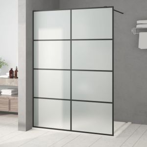 VidaXL Paroi de douche Noir 140x195 cm Verre ESG dépoli - Noir