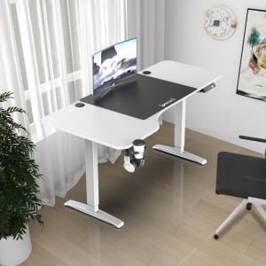 Nova Bureau électrique Oxnard à hauteur réglable 73 - 118 cm en forme de L blanc [pro.tec]