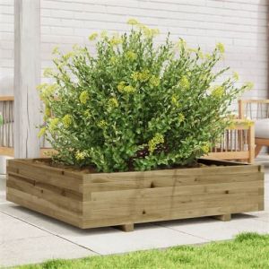 VidaXL Jardinière 100x100x26,5 cm bois de pin imprégné, jardinière d'extérieur, bac à fleurs, boîte à plantes, jardinière de terrasse