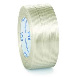 RAJA Ruban adhésif armé d'emballage en polypropylène armé fil à fil 110 microns 50 mm x 50 m - Transparent - lot de 6
