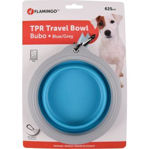 Flamingo Gamelle de transport BUBO 625 ml. pour chien. couleur bleu/ gris.