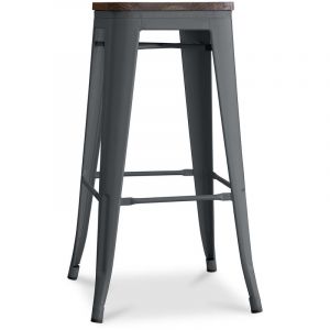 Privatefloor Tabouret Tolix en Bois 76cm Pauchard Style - Métal Gris foncé