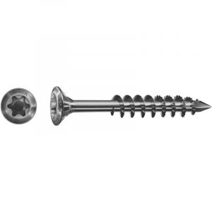 Image de Spax 25170404505021 Lot de 200 vis de fa&ccedil;ade, 4,5 x 50 mm, filetage partiel, t&ecirc;te frais&eacute;e bomb&eacute;e, T-STAR plus T20, pointe CUT, en acier inoxydable A2 BLAX