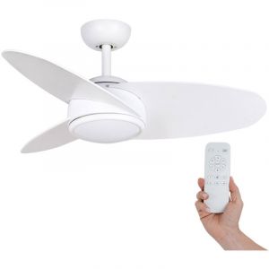 Kekai - Ventilateur de Plafond Levante dc 105x38 cm 55W Blanc avec Pales Blanches, Lumière Réglable, Minuterie et Télécommande