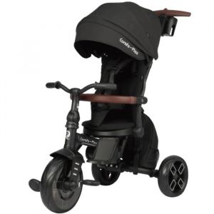 Qplay Tricycle &eacute;volutif Comfort Max 6 en 1 Noir | Tricycle Pliable en Aluminium avec si&egrave;ge &agrave; 360&deg;, inclinable et Capote &ndash; pour b&eacute;b&eacute;s de 10 &agrave; 72 Mois Noir
