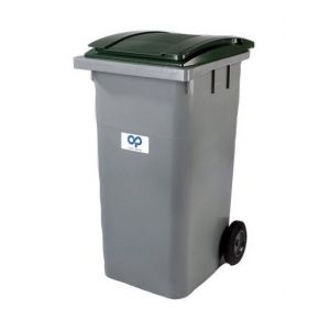 Image de Plastic Omnium Bac roulant 2 roues 180 L - couleur gris et vert