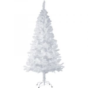 Image de TecTake Sapin Artificiel de Noël 180 cm 533 Branches en PVC Blanc