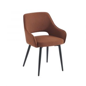 Lot de 2 fauteuils tissu terracotta pieds métal noir