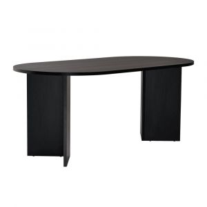 Calicosy Table à manger avec bords arrondis L180 cm - Effet Bois noir