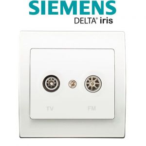 Siemens PriseTV/FM Blanc Delta Iris + Plaque basic Blanc
