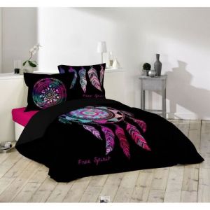 Housse de couette 220 x 240 cm + taies Porte bon ur / Attrape rêve