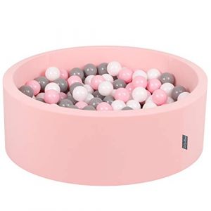 KiddyMoon 90X30cm/200 Balles ? 7Cm Piscine &Agrave; Balles Pour B&eacute;b&eacute; Rond Fabriqu&eacute; En UE, Rose: Blanc/Gris/Rose Poudr&eacute; - rose: blanc/gris/rose poudr&eacute;