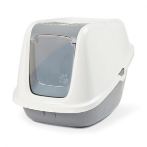 Savic Maison de toilette Nestor Giant pour chat - blanc / gris froid