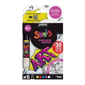 Pebeo Marqueur acrylique Skrib 6 couleurs