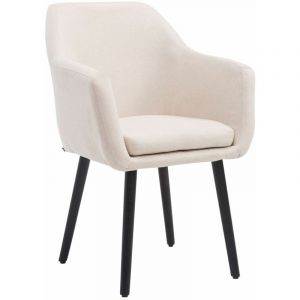 CLP Chaise De Salle A Manger Retro Utrecht en Tissu I Rembourrée I Chaise Design Scandinave avec Accoudoirs Et Dossier Beige, Noir