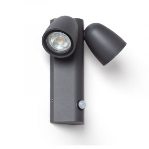 Applique Murale Extérieure Aluminium avec Détecteur de Mouvement Abel Deux Spots Gris foncé