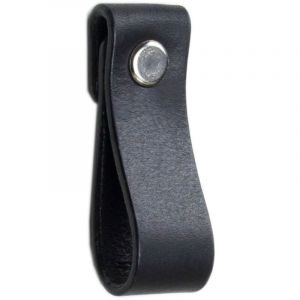 Bouton de meuble, cuir, poign&eacute;e, noir, Black Tree + ferrures et vis