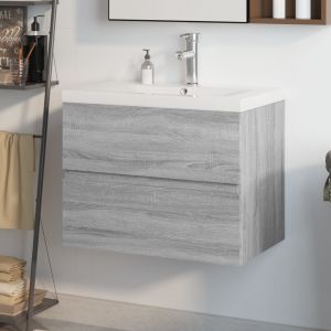 VidaXL Meuble lavabo avec bassin intégré Sonoma gris Bois d'ingénierie Grey sonoma