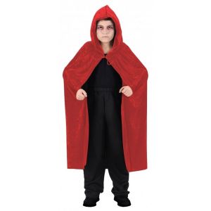 Ruedelafete Cape capuche Vampire velours 120cm enfant, Rouge