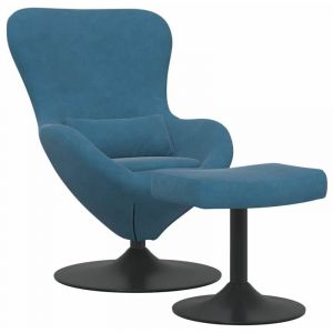 Image de VidaXL Fauteuil œuf 2 pcs Bleu 63 x 73 x 90 cm Velours