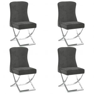 Image de VidaXL Chaises de salle à manger 4 pcs Gris 53x52x98 cm Velours