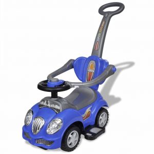 Image de VidaXL Voiture enfant à chevaucher bleu avec manche de poussée