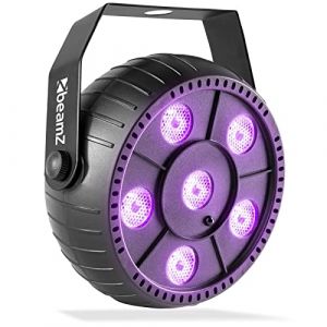 Beamz PLP14 - Lumière noire LED avec batterie intégrée 6x 1 watt, projecteur LED, lumière LED, télécommande incluse, port USB, idéale pour les DJs pour animer vos soirées et mettre l’ambiance